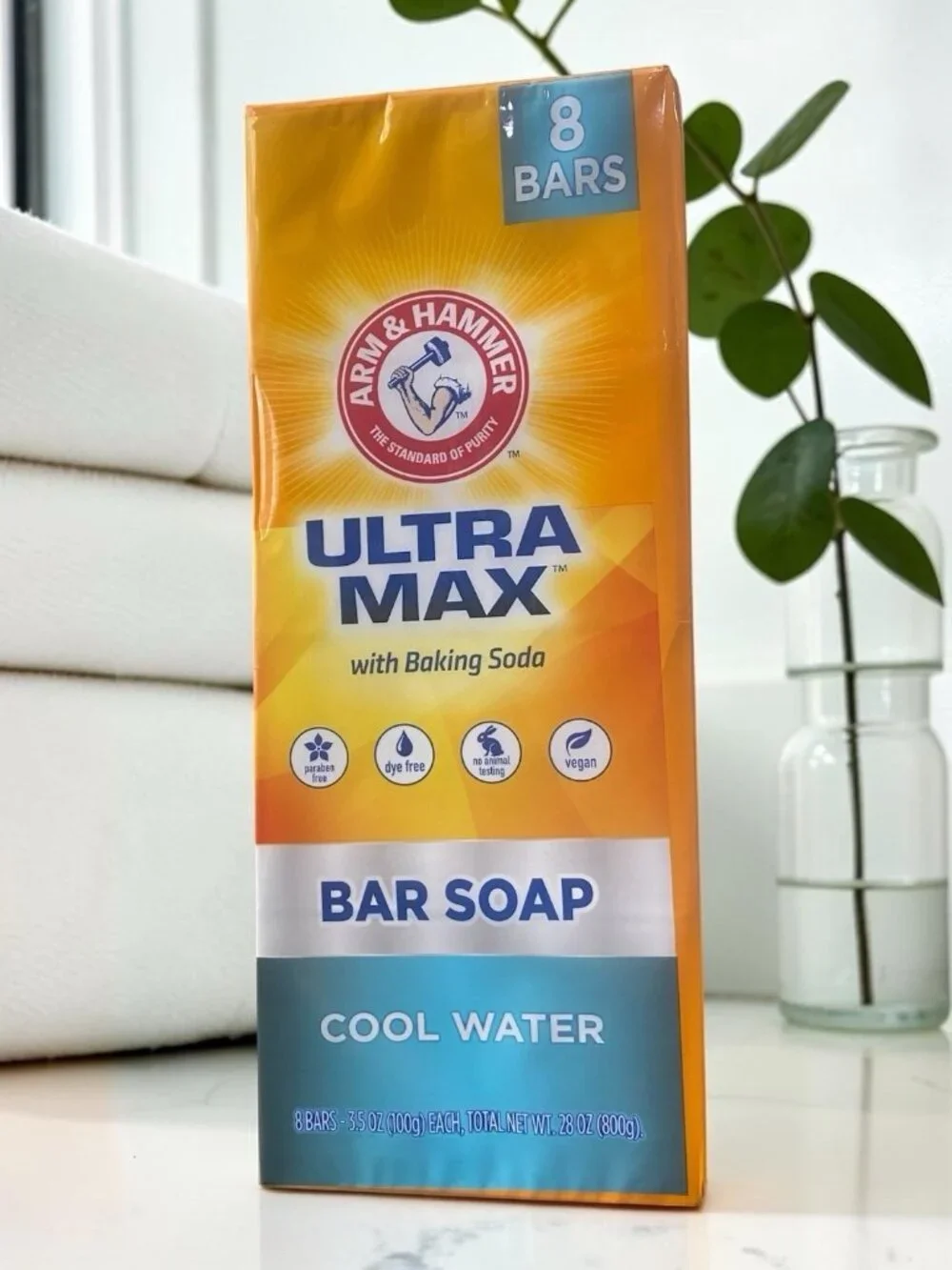 New And Sealed TWO 8-Packs Arm & Hammer Ultra Max Bar Soap Cool Water 3.5 oz ea